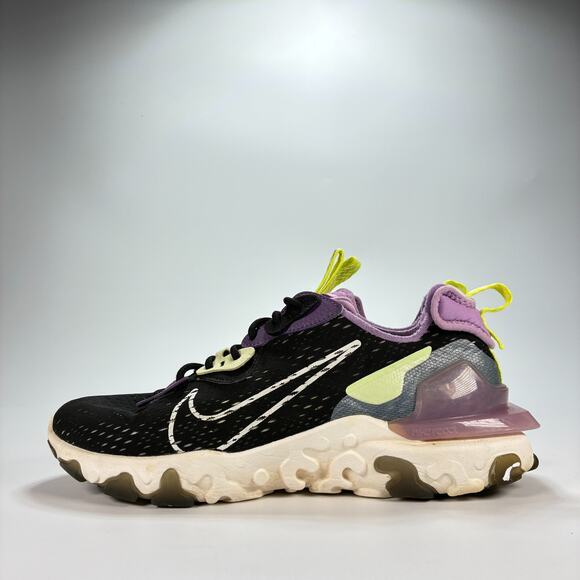 Nike React Vision Black Purple Lace Up Running Shoes CD4373-002 Men's Size 9 - Picture 4 of 10